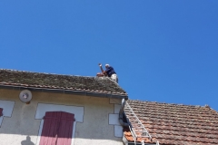 is boven aangekomen