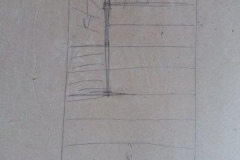 tekening van de nieuwe trap in de woonkamer
